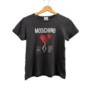 Vintage Moschino Cheap and Chic LSO 1992 Heart Graphic Baby T-Shirt Black Italy